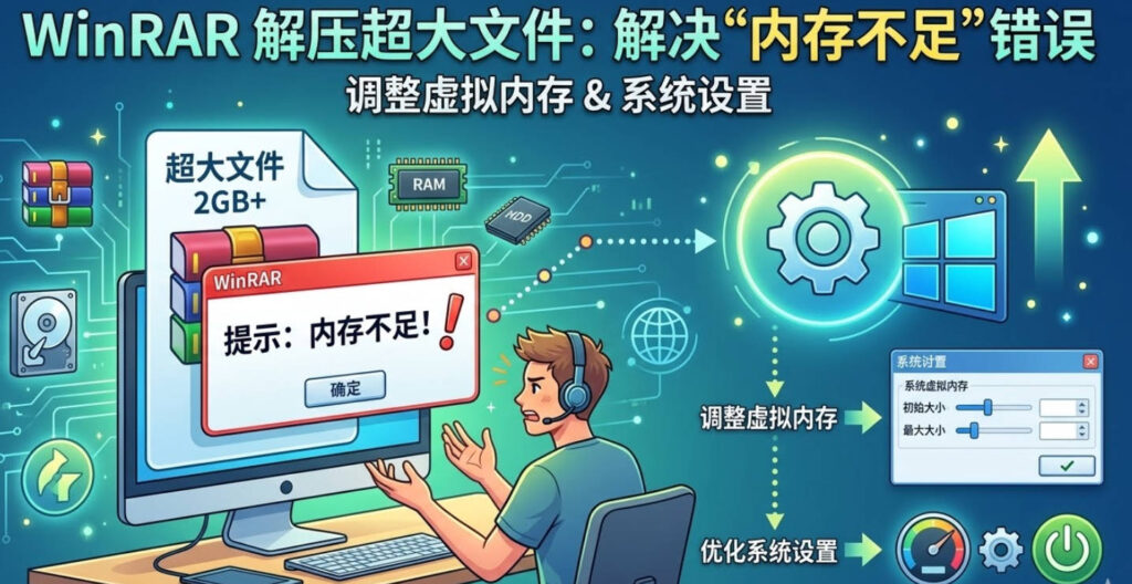 WinRAR解压超大文件提示“内存不足”