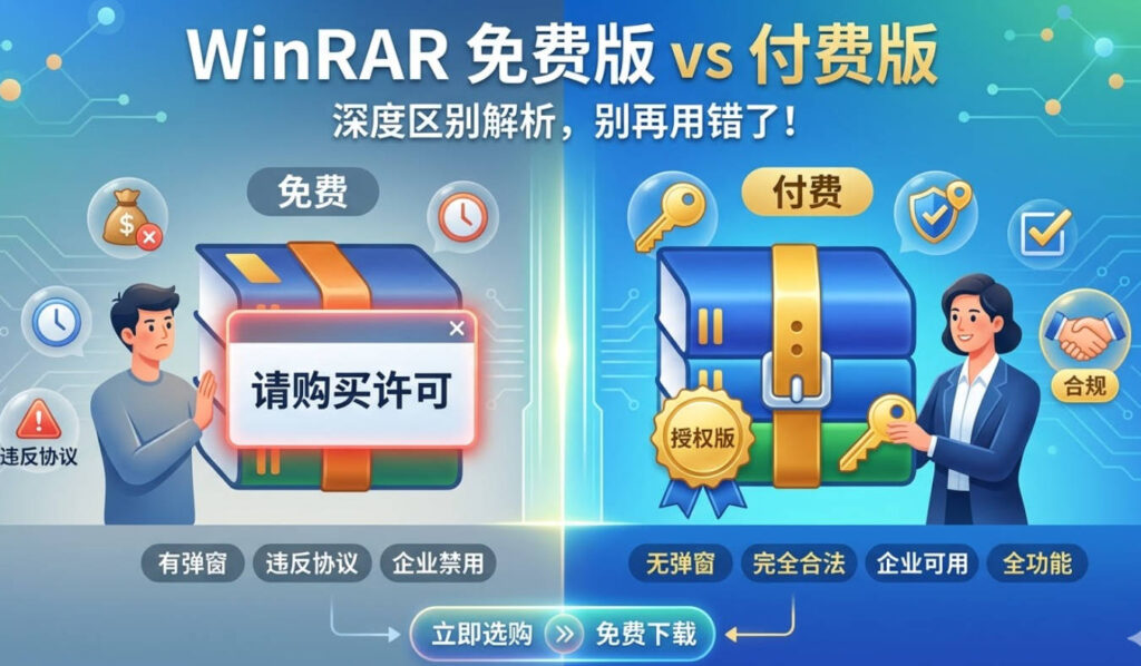 WinRAR免费版和付费版有什么区别