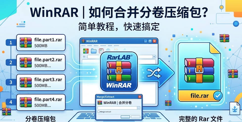 WinRAR 如何合并分卷压缩包