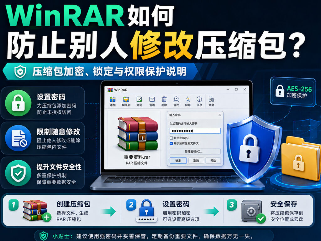 WinRAR如何防止别人修改压缩包