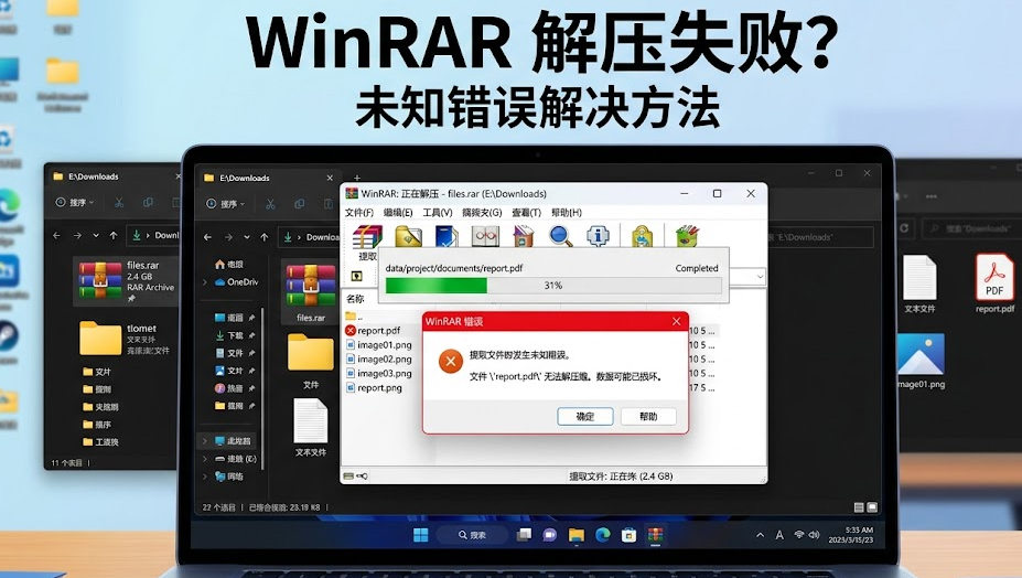 WinRAR解压失败提示“未知错误”
