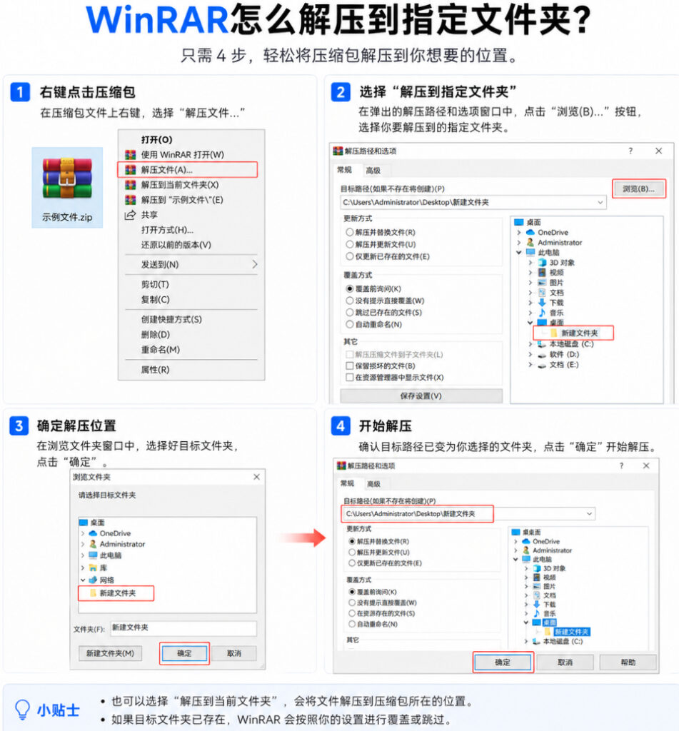 WinRAR怎么解压到指定文件夹