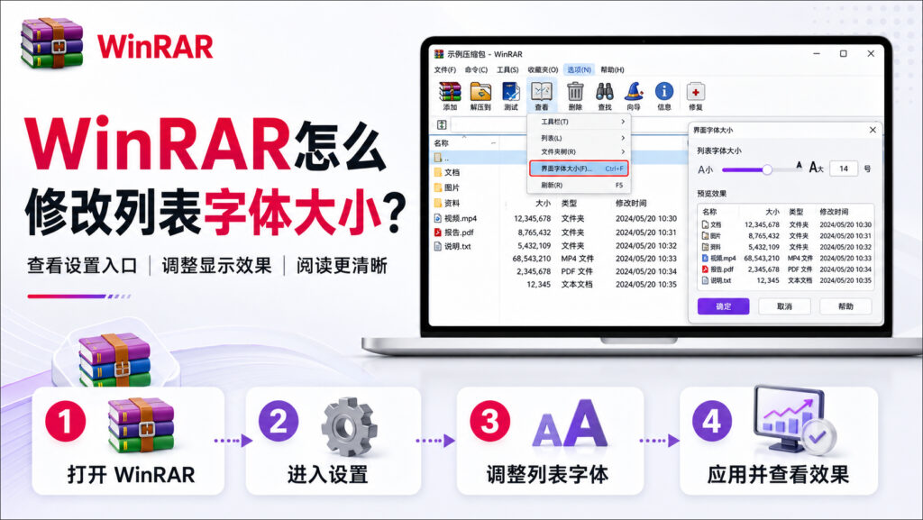 WinRAR怎么修改列表字体大小