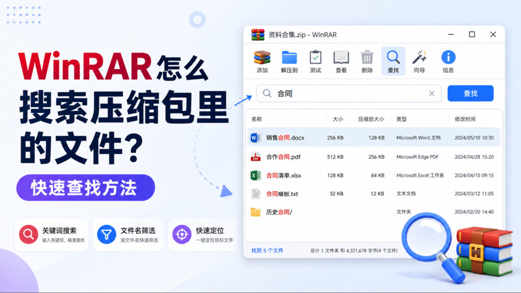 WinRAR怎么搜索压缩包里的文件