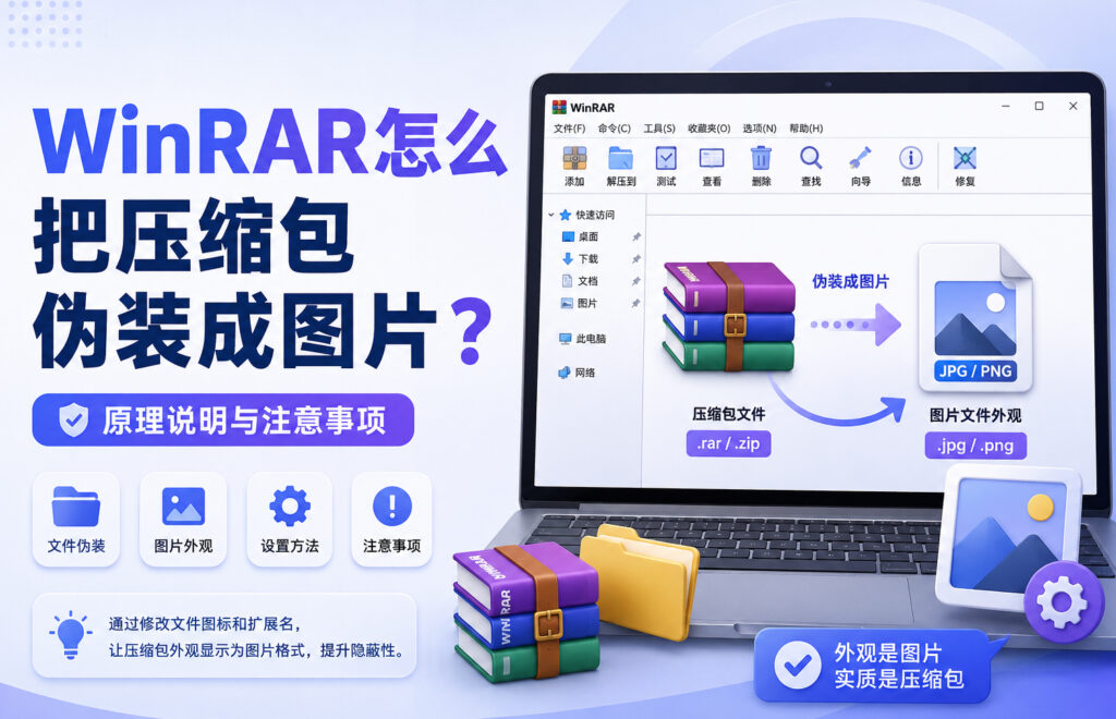 WinRAR怎么把压缩包伪装成图片