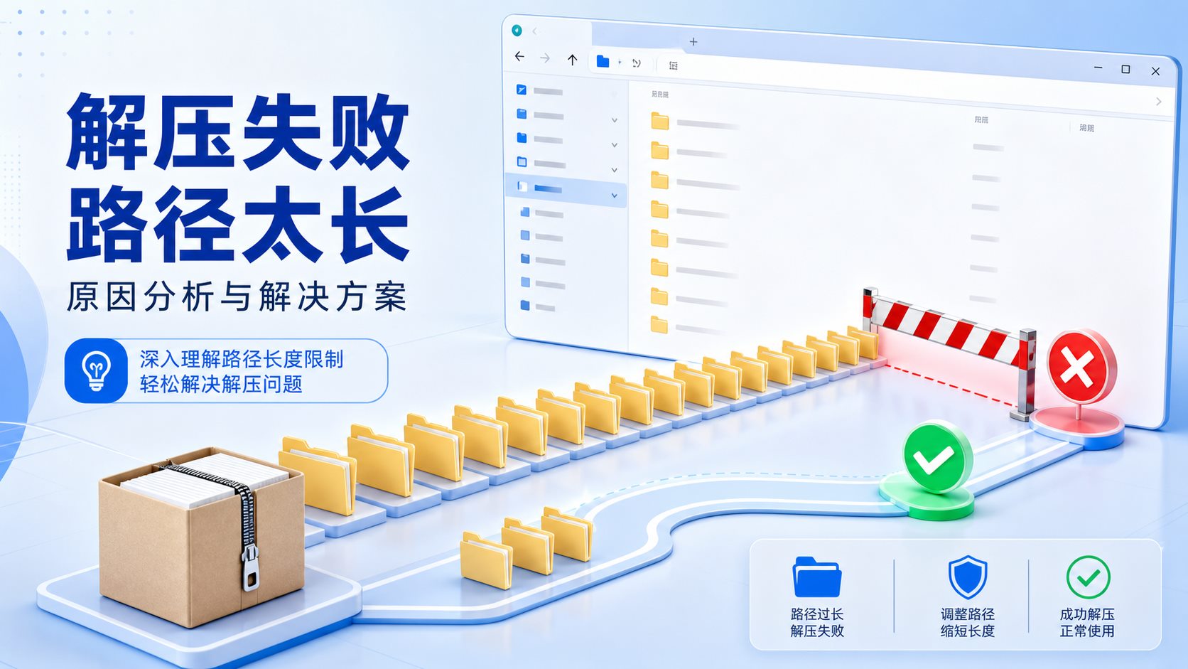 WinRAR路径过长导致解压失败并改用短目录的示意图