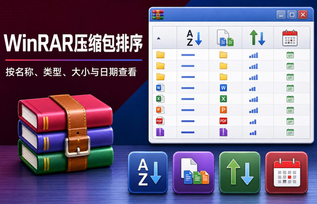 WinRAR压缩包内文件怎么排序